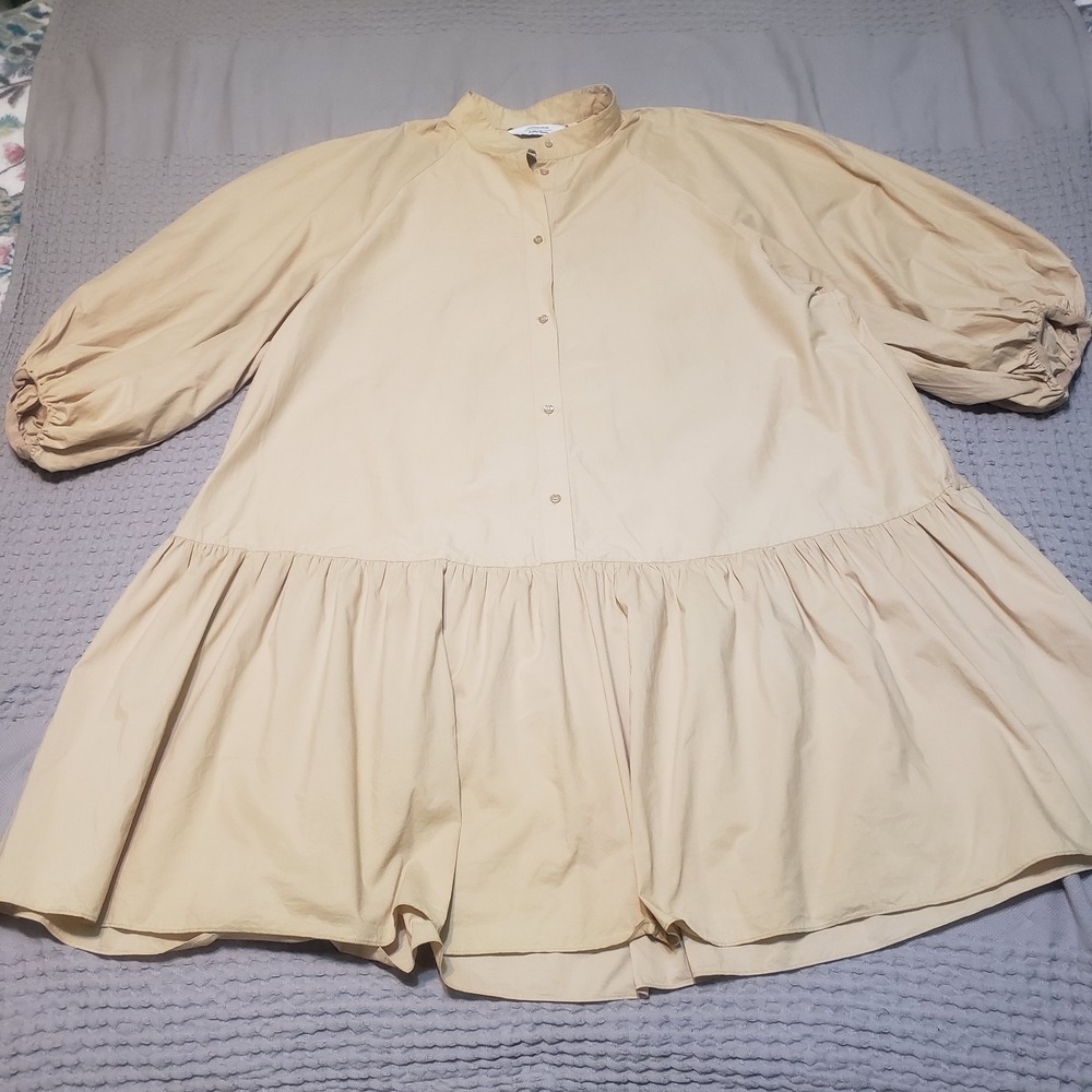 & Other Stories Stockholm Atelier Tiered Button-Up Puff Sleeve Mini Dress L - Picture 4 of 12